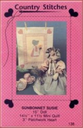 138 15'' SUNBONNET SUSIE DOLL,MINI QUILT,HEARTS PATTERN